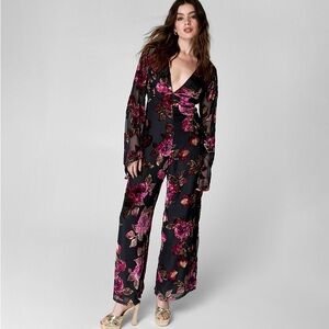 Nasty Gal Floral Black and Pink Jumpsuit